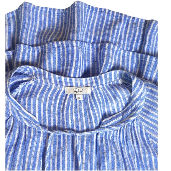 Rails Striped Summer Linen Dress Tiered Ruffle Skirt Sz Medium - Picture 9 of 12